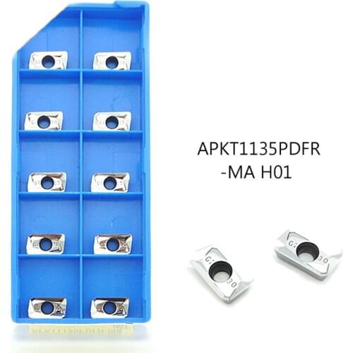 10pcs APKT1135PDFR MA H01 Carbide Milling Inserts for Face Mill BAP 300R Milling Cutter, for Aluminium&Copper R0.8