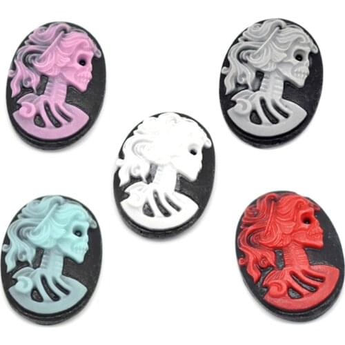 20Pcs Black Flatback Mixed Skull Resin Decoration Crafts Beads Flatback Cabochon Scrapbook DIY Embellishments Accessories