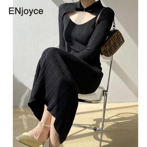2021 Spring Autumn New Women Knitted Sexy Long Sleeve Dress A-line Slim High-waist Party Bandage Dresses Elegant Club Outfits