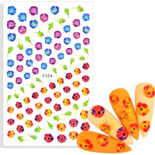 2021 New Flower Lavender Nail Stickers Nail Decals 3D Dried Flower Leaf Slider Nail Decoration Manicure Adhesive Tattoo