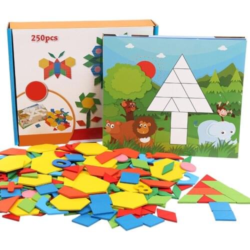 250PCS Creative Puzzle Wooden Puzzle Toy Geometry Tangram Puzzle Education Learning Game Give Boys and Girls Game Gifts 2019 New