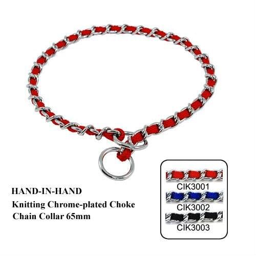 50Pcs/Lot 3Colors Pet Dog Knitting Chrome-Plated Choke Collar 65cm
