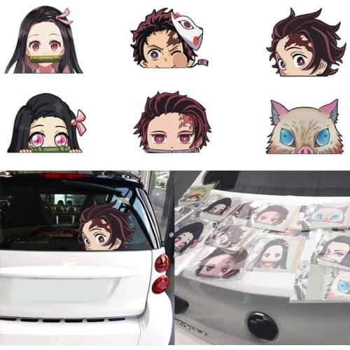 Anime Demon Slayer Cartoon Car Sticker Cosplay Kimetsu NoYaiba Cute Decals Windshield Windows Trunk Stickers