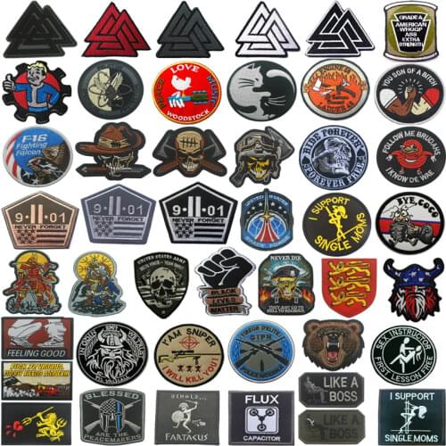 Army Military Tactical Embroidered Badges HOOK & LOOP Patches Clothes Armbands Applique PVC Patch for Backpacks Caps Jackets