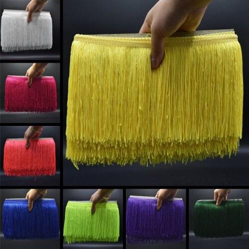 New 5 Yard 15CM Long Lace Fringe Trim Polyester Tassel Fringe Trimming For Diy Latin Dress Stage Clothes Accessories Lace Ribbon
