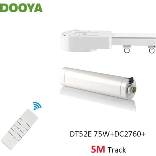 Dooya Super Silent Curtain Rails System, DT52E 75W+5M or Less Track+DC2760, RF433 Remote Controller,work with Broadlink Rm pro