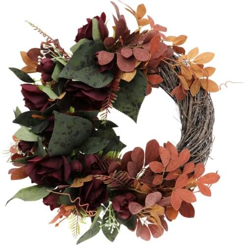 Large Autumn Harvest Halloween Wreath Flowers Round Heart Versatile For Front Door Fall Decorative Wedding Party Decoration