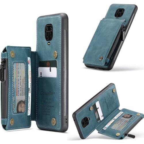 Leather Back Case for Redmi Note 9 Pro Max 9S Zipper Wallet Card Slot Stand Back Cover for Redmi Note 8 Pro Case