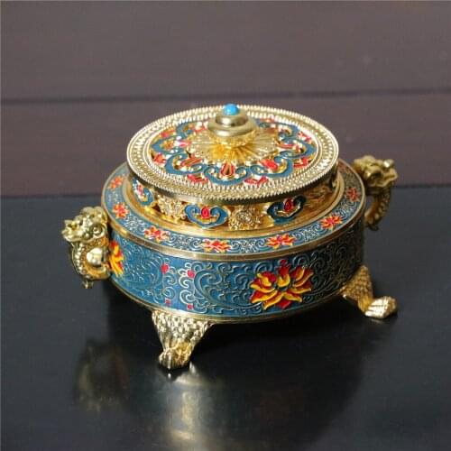 Metal Incense Burner Holder Tibetan Style Zinc Alloy Coil Incense Crafts Home Office Decoration Gift Buddhism Decor