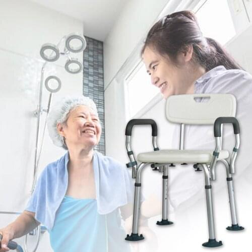 Shower Bench with Arms and Removable Back Adjustable Shower Chair Tool-Free Assembly Bath Seat Shower Tub Stool for Elderly