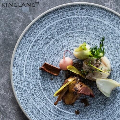 KINGLANG Exclusive Designed Plates Looks Like Stone Ceramic Dinner Plate Western Quality Plate Dishes Restaurant Wholesale