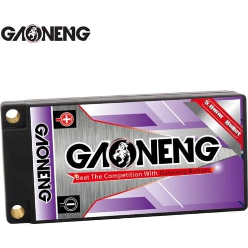 GAONENG GNB 6300mAh 2S 7.6V 130C See through Hardcase Shorty HV Battery Parck 5.0mm Bullet Plug for 1/10 RC Car Race Car Parts