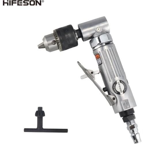 HIFESON 3 / 8 " Elbow Air Pneumatic Drill Forward & Reverse Speed Regulating Gear Stirring Drilling Machine Grinder 1.5-10mm