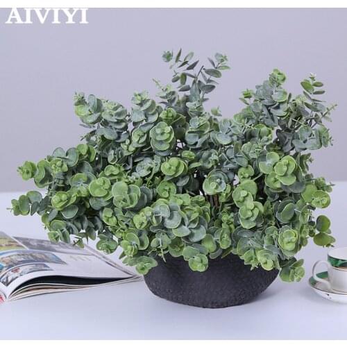 7 head Artificial plant plastic fake flowers simulation eucalyptus leaves bouquet home garden shop table decor leaf