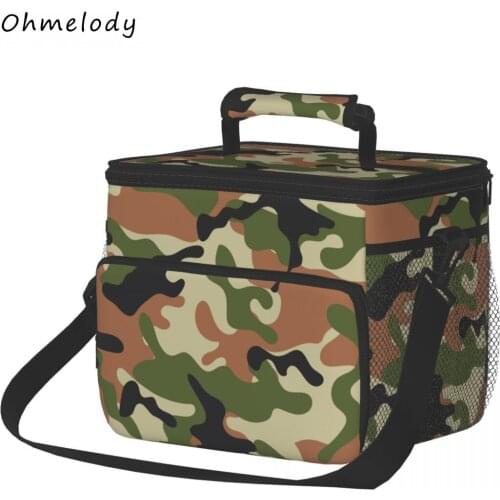 Camouflage Large Cooler Bags Picnic Lunch Bags Insulation Shopping Grocery Bag Food Outdoor Refrigerator Holder Organizer Bag