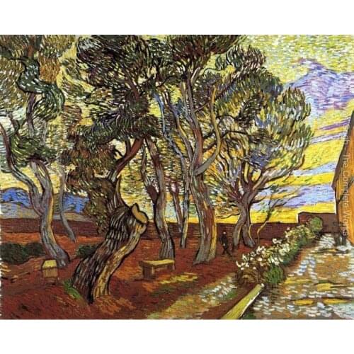 Handmade oil painting reproduction of Vincent Van Gogh High quality The Garden Of Saint Paul Hospital Living room decor