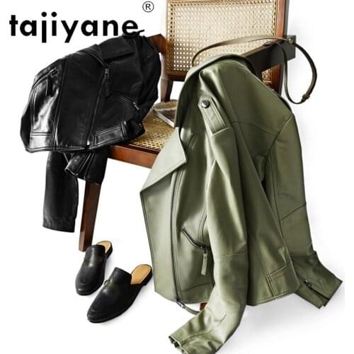 For Jacket Biker Women Short Real Sheepskin Coat Female Korean Fashion Leather Coats 2021 Jaqueta Feminina Pph4790