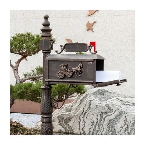 Cast aluminum European retro creative letter box outdoor rain and rust proof mailbox villa letter box without lock mail tube new