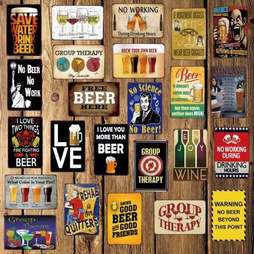 [ Mike86 ] BEER GROUP THERAPY No Work Man Cave Funny Wine Tin Sign Vintage Home Pub metal wall art Poster Art 20*30 CM FG-502