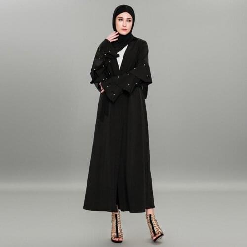 Plus size ruffles sleeve Muslim Abaya Arab Singapore embroidery beading Jilbab female Dubai Muslims Dresses Islamic dress wj2520