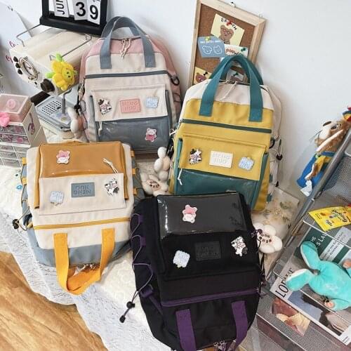 Summer Fashion Womens Backpack Contrast Color Nylon School Bag For Girls Large-capacity Messenger Bag Trend Outdoor Travel Bags