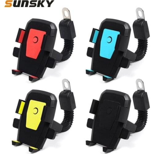 Motorcycle Electrical Car Mobile Phone Bracket Non-slip Anti-vibration Rearview Mirror Rotatable Automatic Lock Riding Holder