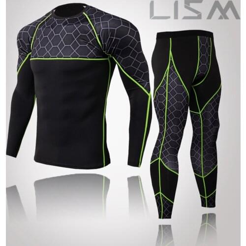 Mens Winter Thermal Underwear Long Johns+ Leggings Rashguard Long Johns Winter Mens Compression Thermal Underwear Clothing