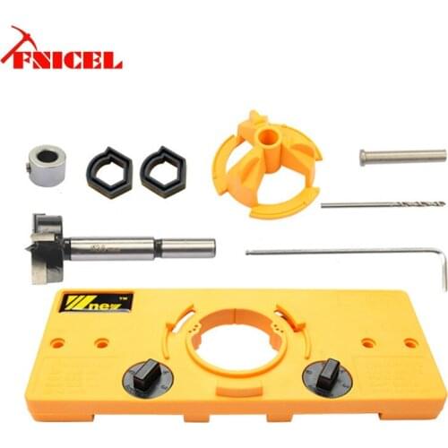 NEW 35MM Cup Style Hinge Boring Jig Drill Guide Set Door Hole Template For Woodworking Tools