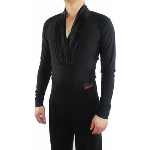 New Style Men Latin Dance Top V-Collar Adult Salsa Tango Wear Ballroom Perform Professional Competition Latin Dance Wear VDB648