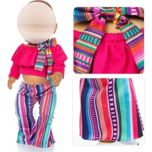 Clothes for doll fit 43cm baby new born doll rose Red National Wind Set
