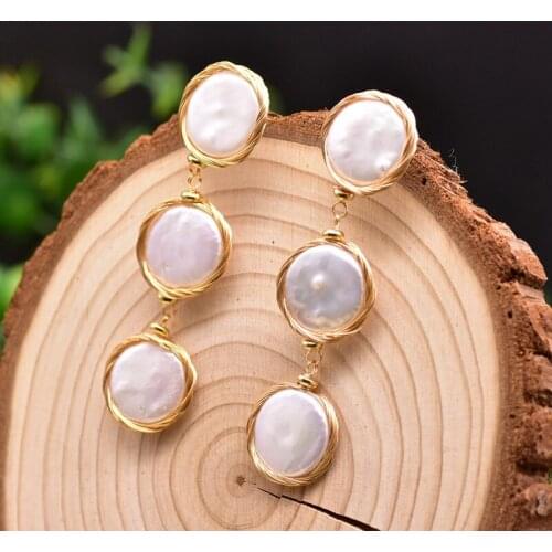Original Design Natural Fresh Water Baroque Pearl Handmade Drop Earrings for Women Wedding Custom Fine Jewelry Christmas Gifts