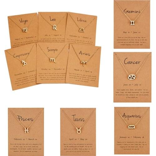 12 Zodiac Sign Constellations Pendants Necklaces For Women Men Male Gold Color Necklaces Jewelry Fashion Birthday Gifts