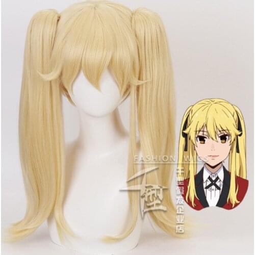 Anime KAKEGURUI Cosplay Meari Saotome Women Long Wig Role Playing Wigs Halloween Cosplay Golden Hair 50cm