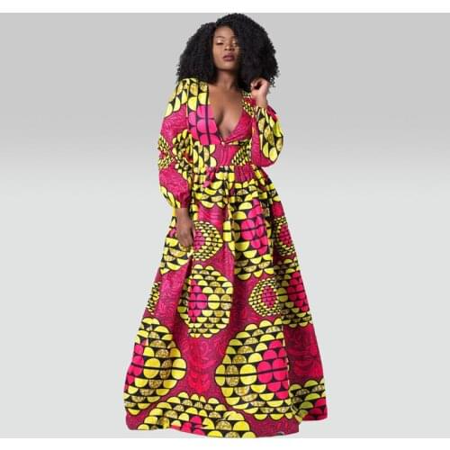 African Print Dresses For Women Long Sleeve Evening Dinner Gowns Plus Size Muslim Fashion Abaya 2021 New Party Ankara Robe Femme