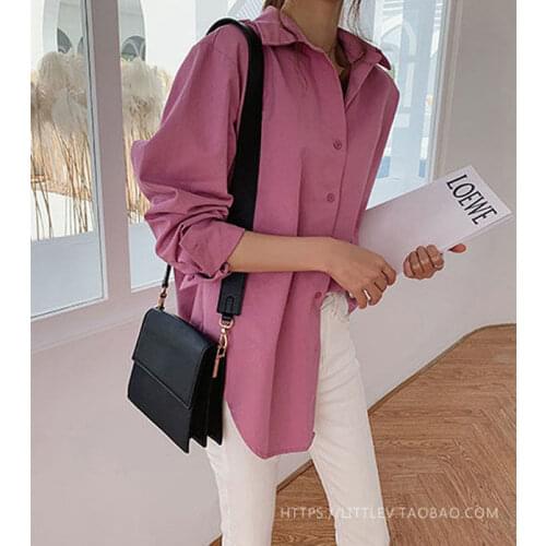 Retro Lapel Shirt Womens Overalls Long-sleeved Casual Shirt 2021 Spring and Summer Hot Style Ladies Top Wholesale