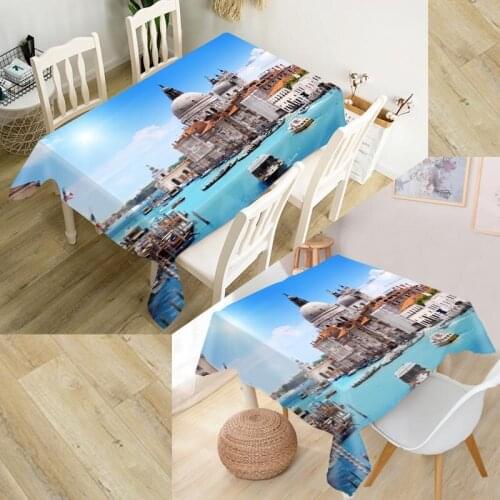 Customizable 3D Tablecloth Venice View Waterproof Thicken Rectangular Square Wedding Table Cloth 90X90cm,100X140cm
