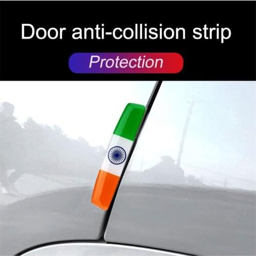 4pcs India Flag Car Side Door Stickers Glue Guard Strip Anti-collision Buffer Protective for Car Door Universal Car Accessories