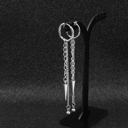 BT-S520 Single Stainless Steel Conical Chain Earrings 2020 Korean Unisex Tassel Earrings Boy Girl Fashion Punk Jewelry Wholesale