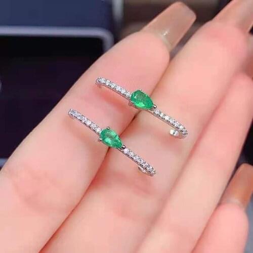 Natural Columbia Emerald Gemstone Earrings Real 925 Silver Fashion Fine Jewelry For Women Free Shipping Meibapj FS