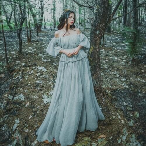 Forest Fairy Elven Costume Elegant Renaissance Festival Dress Greenland Elf Cosplay Adult Halloween Gown Boho Outfit For Women