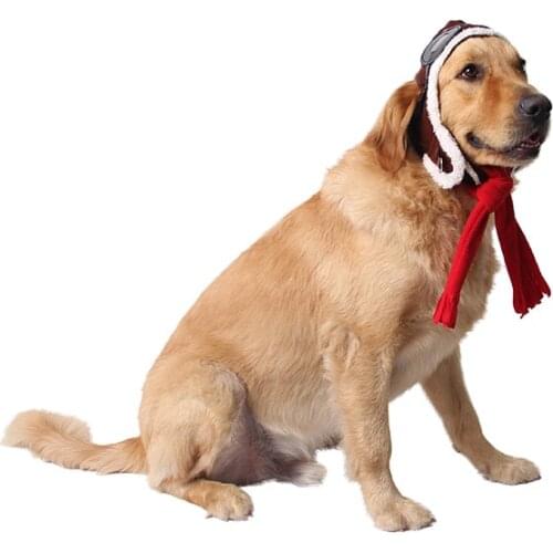 Winter Soft Adjustable Pet Cat Dog Costume Cosplay Pilot Hat Air Force Cap Masquerade Party Birthday Pet Supplies No Scarf