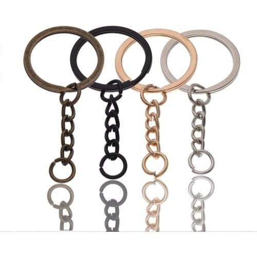 10pcs/lot Flat Key Chain Key Ring Keychain Long Round Split Keyrings Keychain For Jewelry Making Accessories Wholesale
