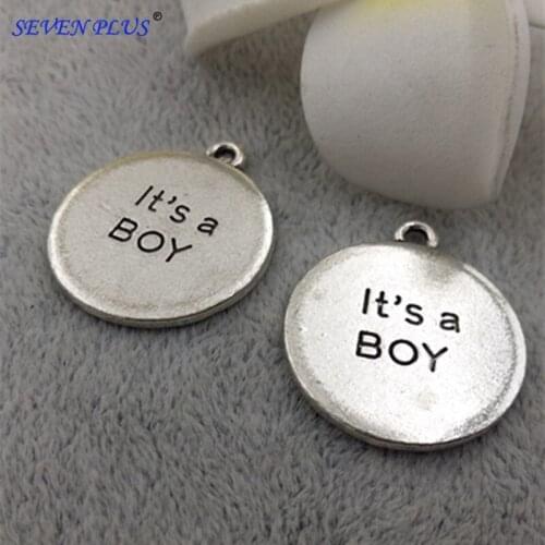 High Quality 10 Pieces/Lot Diameter 22mm It 's a boy or Its a girl Round Disc Boy Girl Charms For Jewelry Making