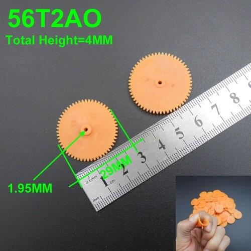1000PCS HQ 0.5M 56T 2A Plastic Spur Gear 0.5 Modulus T=56 Aperture 2mm 1.95MM Tight Fitting 56 Teeth 4MMX29MM Soft Orange *FD865
