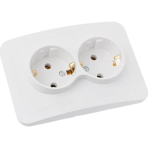 220V/16A 118x80mm EU Double Ground Socket Household Industrial Power Outlet