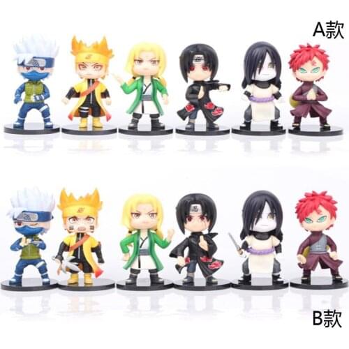 6pcs/lot Naruto Shippuden Gaara Kakashi Uchiha Itachi Orochimaru Tsunade Anime Action Figure Toys PVC Collection Model Dolls