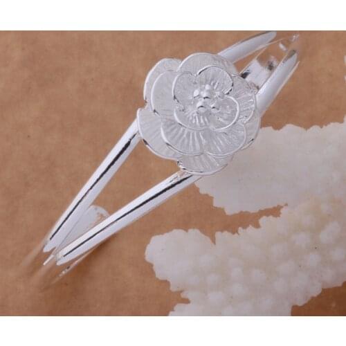 AB078 Hot sterling bangle bracelet, fashion jewelry Floret bilateral bracelet /ahlaiysa akbajbia silver color