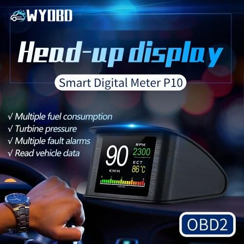 WiiYii OBD2 HUD P10 car head-up display OBD Digital Temperature Gauge Speed Meter Engine Coolant Temperature Display Alarm