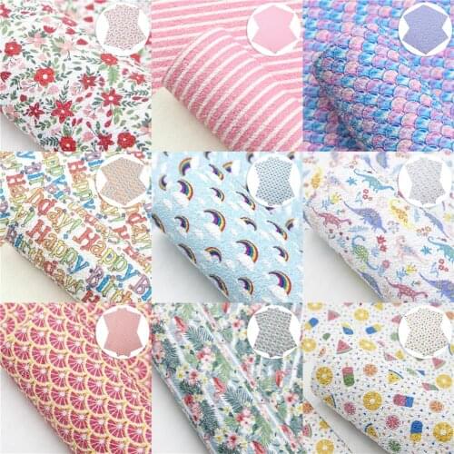 Shimmer Chunky Glitter Faux Leather Sheets Rainbow Dinosaur Printed Synthetic Leather Fabric 20x33cm for DIY Handmade Earrings