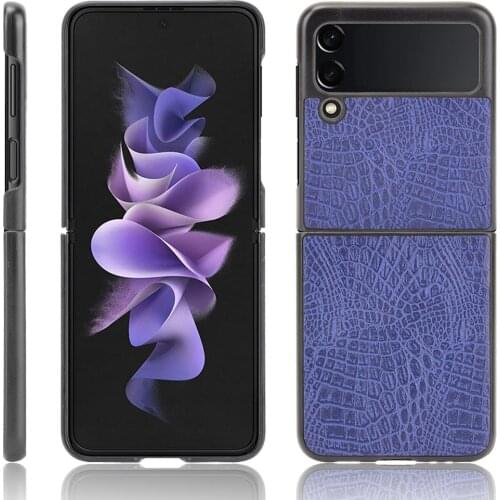 Drop Protection Crocodile Leather Case for Samsung Galaxy Z Flip 3 Flip3 5G Anti-Sweat Phone Bag Cover Funda